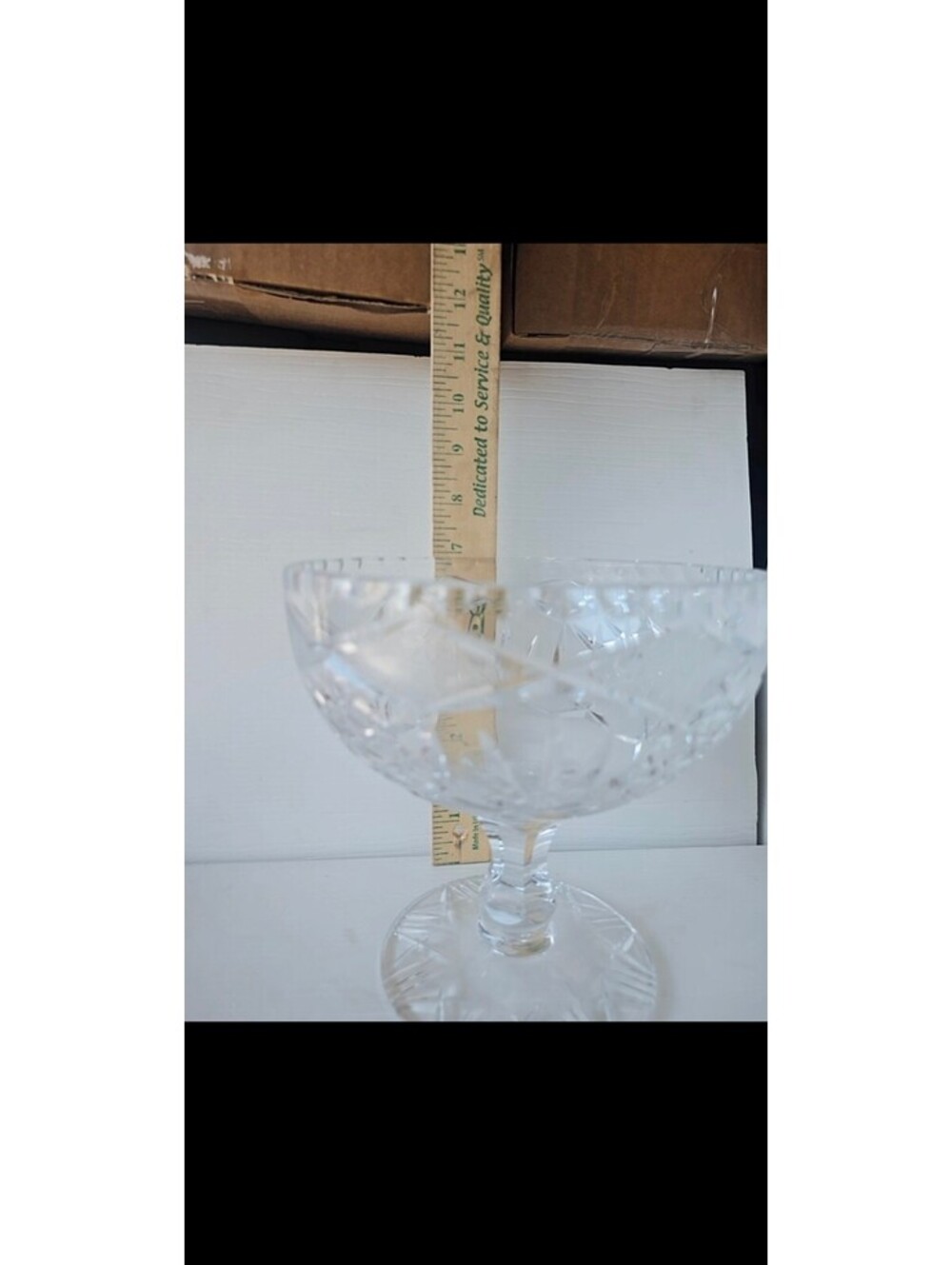 Vintage Cut Glass Crystal Dessert Compote Bowl with Pedestal Base